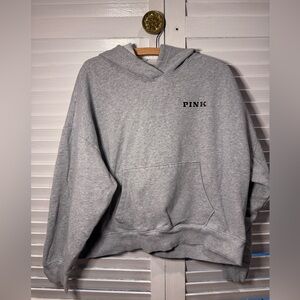Victoria’s Secret PINK Grey Crest Logo Hoodie XL Oversized Sweatshirt